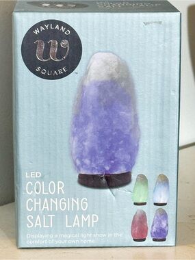 Wayland Square LED Color Changing Salt Lamp - Purple/White/Blue/Green